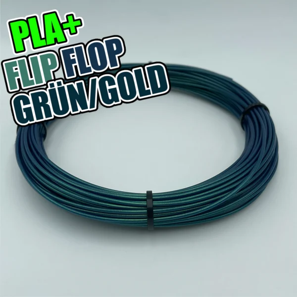 PLA+ Filament Flip Flop Grün Gold Sample 50g